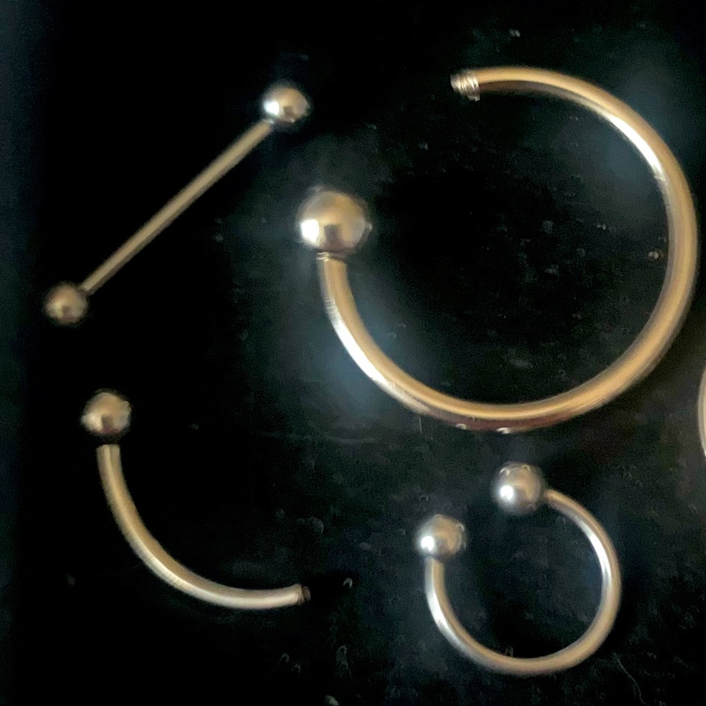 4 pieces Silver Hoop and Barbell Body Piercing Set